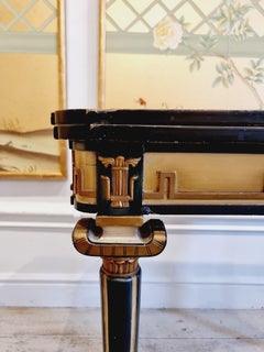 Swedish grace, game table with decor of meander in relief, 1920/30s.