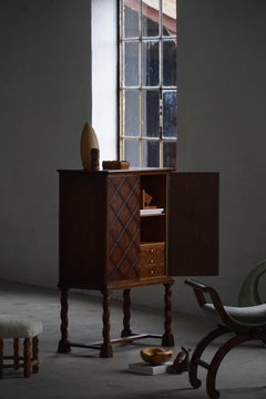 Gracia sueca, armario geométrico en roble, Thysells Möbler, Art Decó, años 40