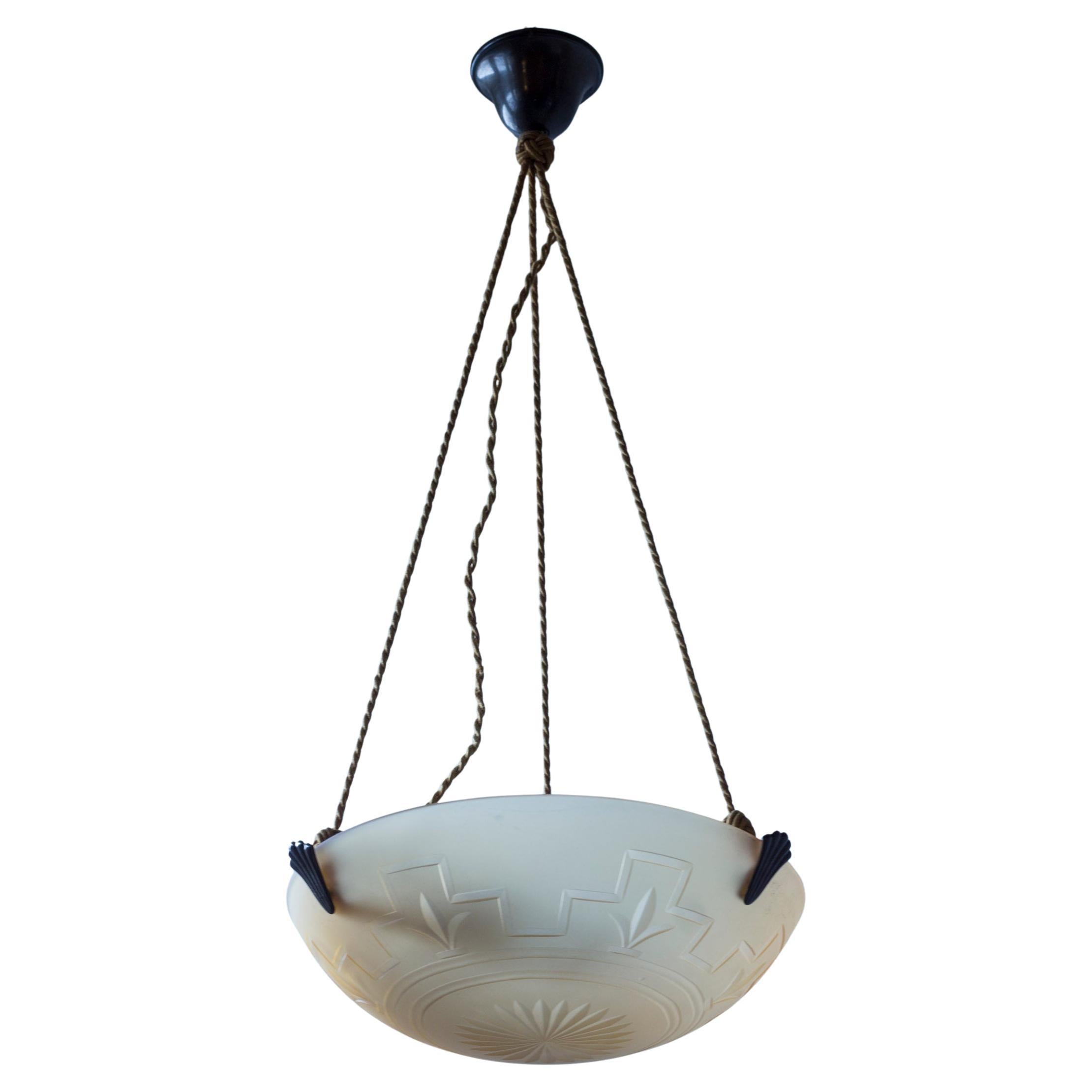 Lámpara colgante sueca de cristal de gracia de Erik Tidstrand para Nordiska Kompaniet 1929 en venta