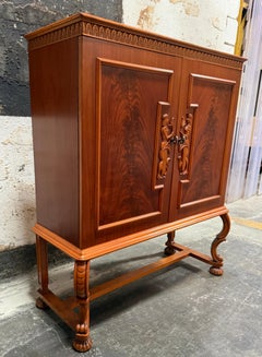 Swedish Grace Hand-Carved Antique 1920s Art Deco Bar or Storage Cabinet