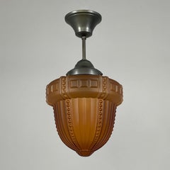 Swedish Grace Havanna Glass & Burnished Brass Pendant, Böhlmarks, 1920s to 1930s