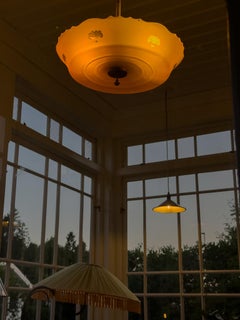 Swedish Grace Havanna Glass Flush Mount Ceiling Light, Sweden, 1920s–1930s