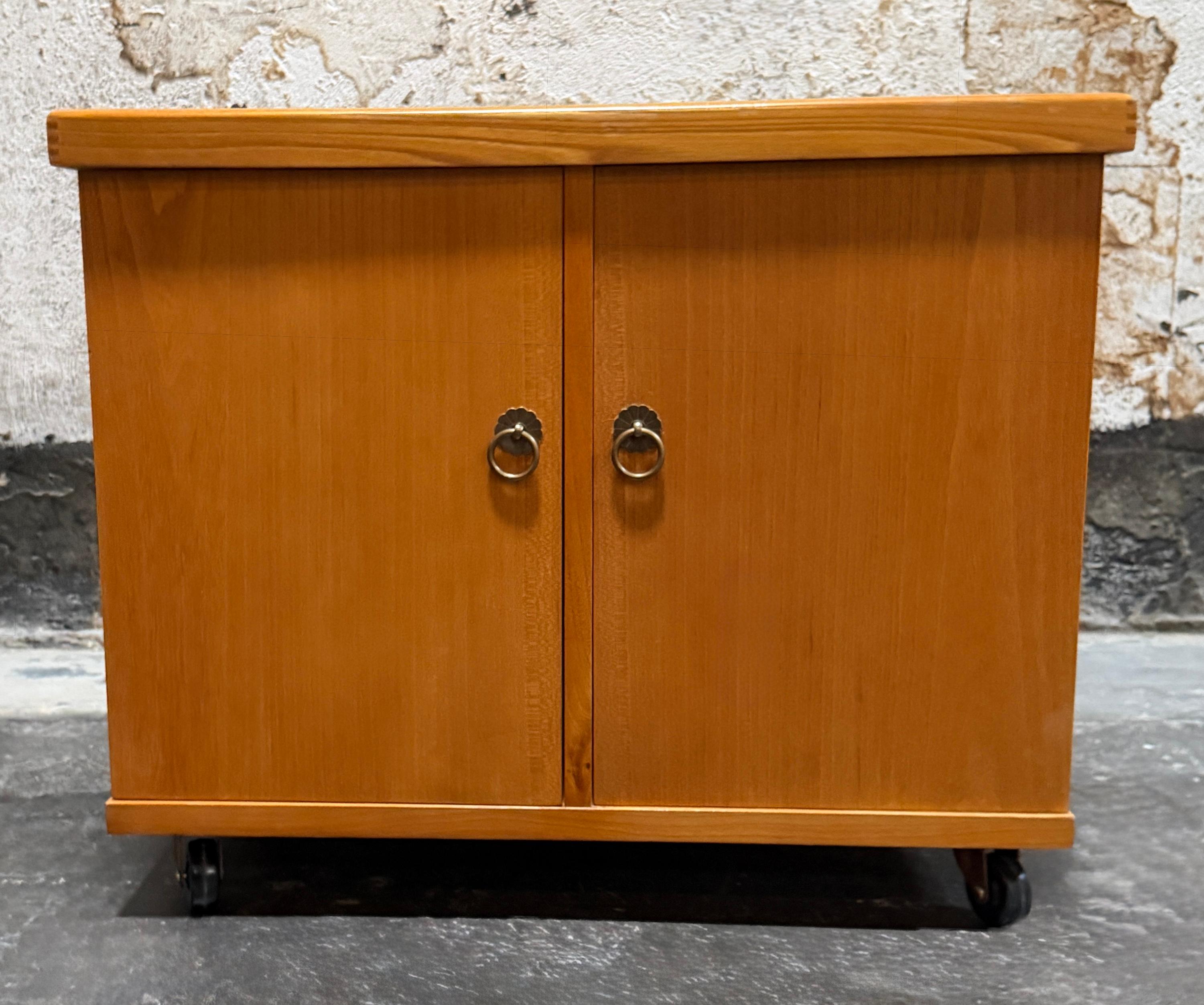 Inlay Swedish Grace Art Deco Intarsia Bar Cabinet End Table by Mjölby Intarsia c. 1930 For Sale