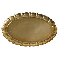 Swedish Grace Large Oval Brass Tray by Firma Lars Holmström, Sweden 1940's