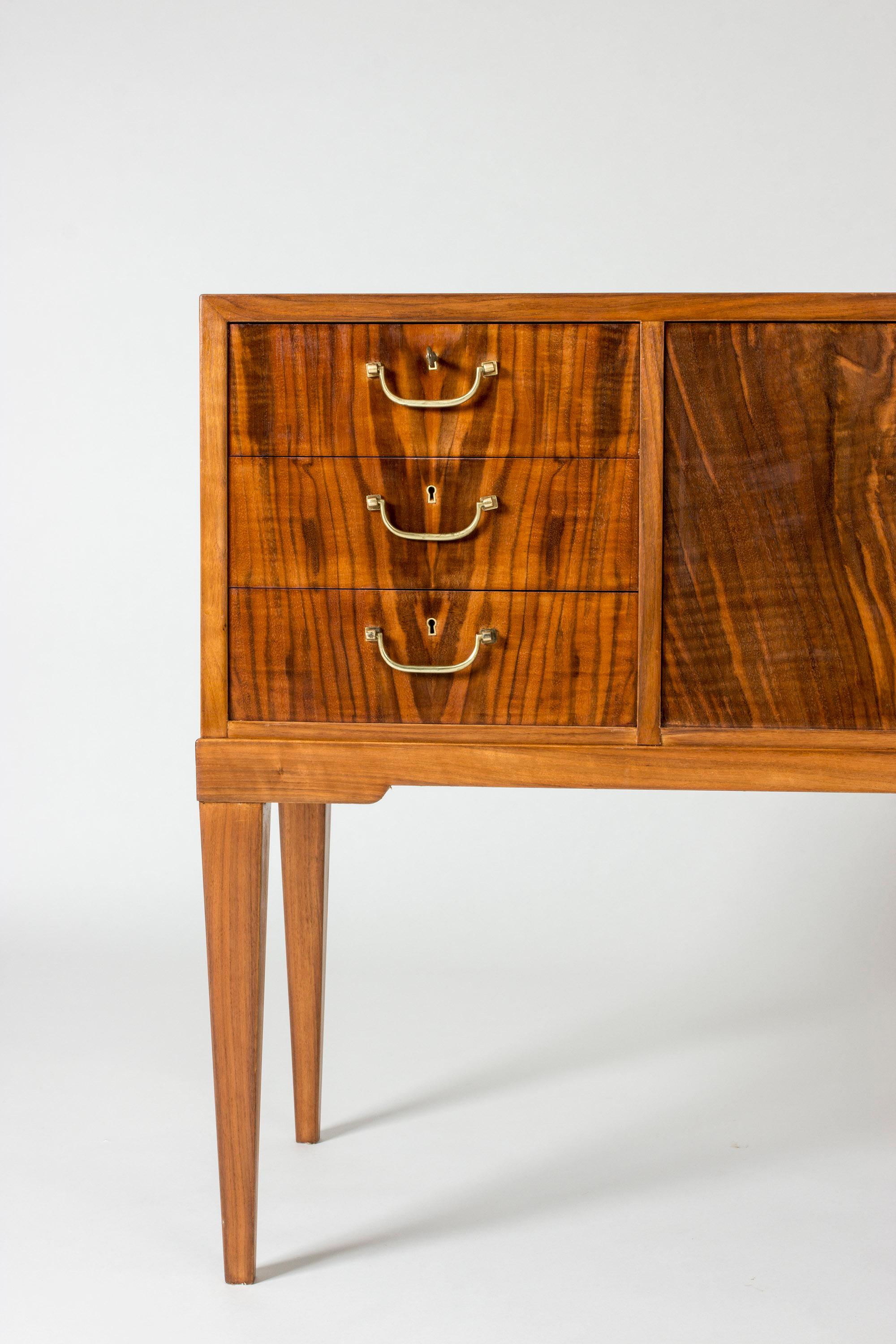 Mid-20th Century Swedish Grace Mahogany Inlaid Sideboard/Credenza by Mobilia, Sweden, 1940s
