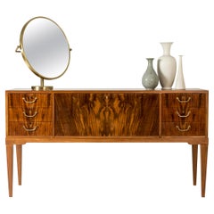 Swedish Grace Mahogany Inlaid Sideboard/Credenza by Mobilia, Sweden, 1940s