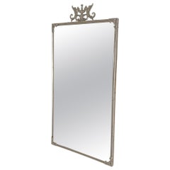Swedish Grace Mirror with Stylized Crest, Pewter, 1920s