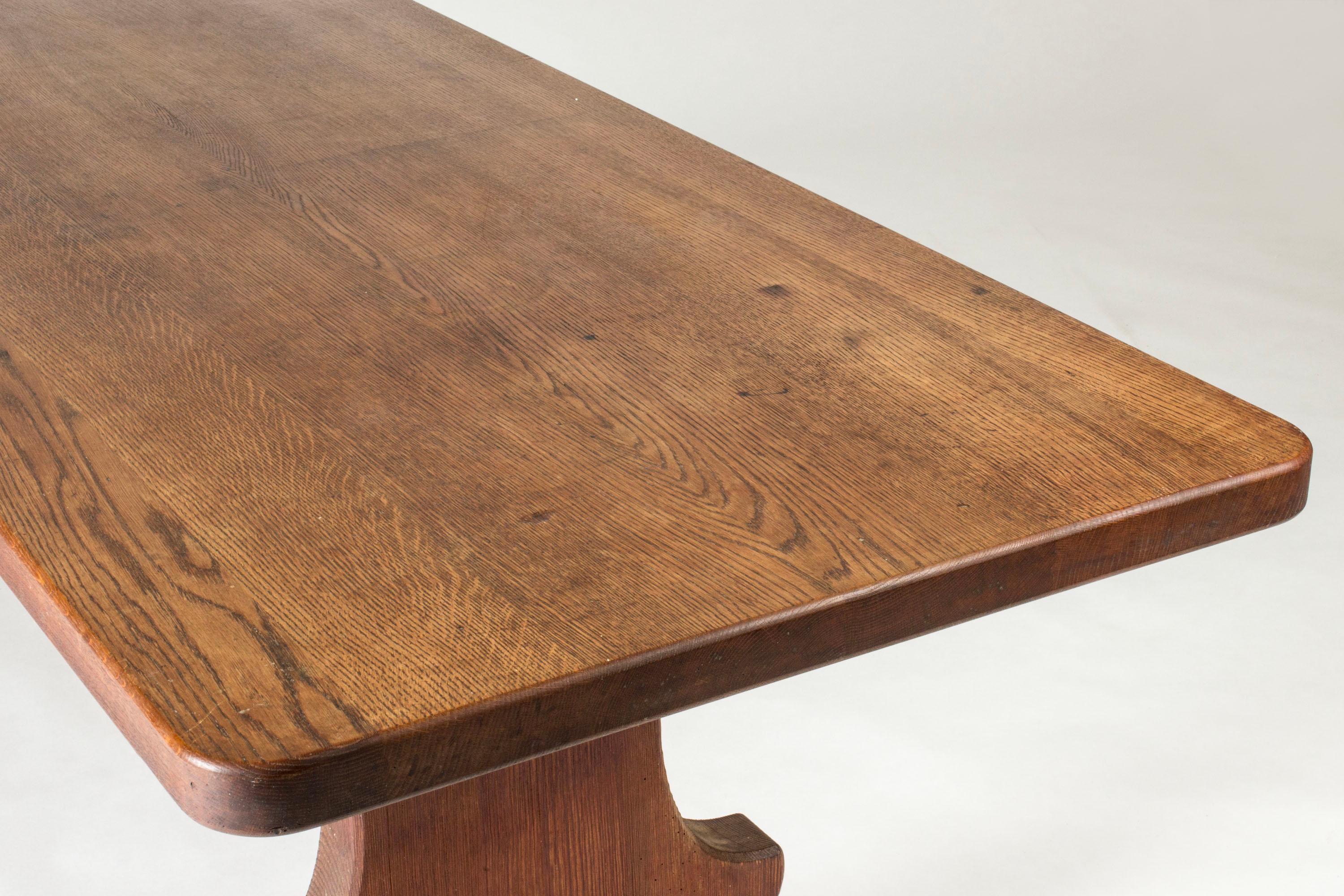 Early 20th Century Swedish Grace Oak Oversized Dining Table, Sweden, 1920s