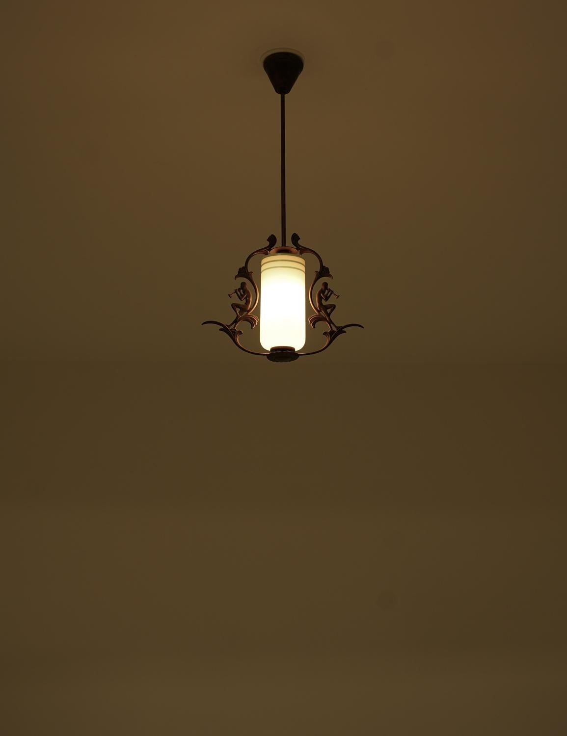 Scandinavian Modern Swedish Grace Pendant in Brass and Glass For Sale