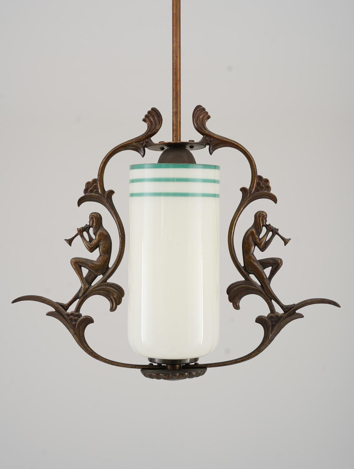 Swedish Grace Pendant in Brass and Glass In Good Condition For Sale In Karlstad, SE