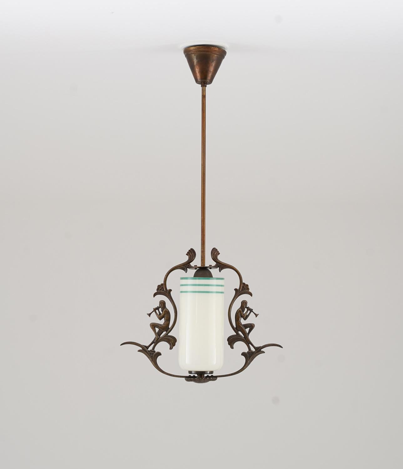 Swedish Grace Pendant in Brass and Glass For Sale 1