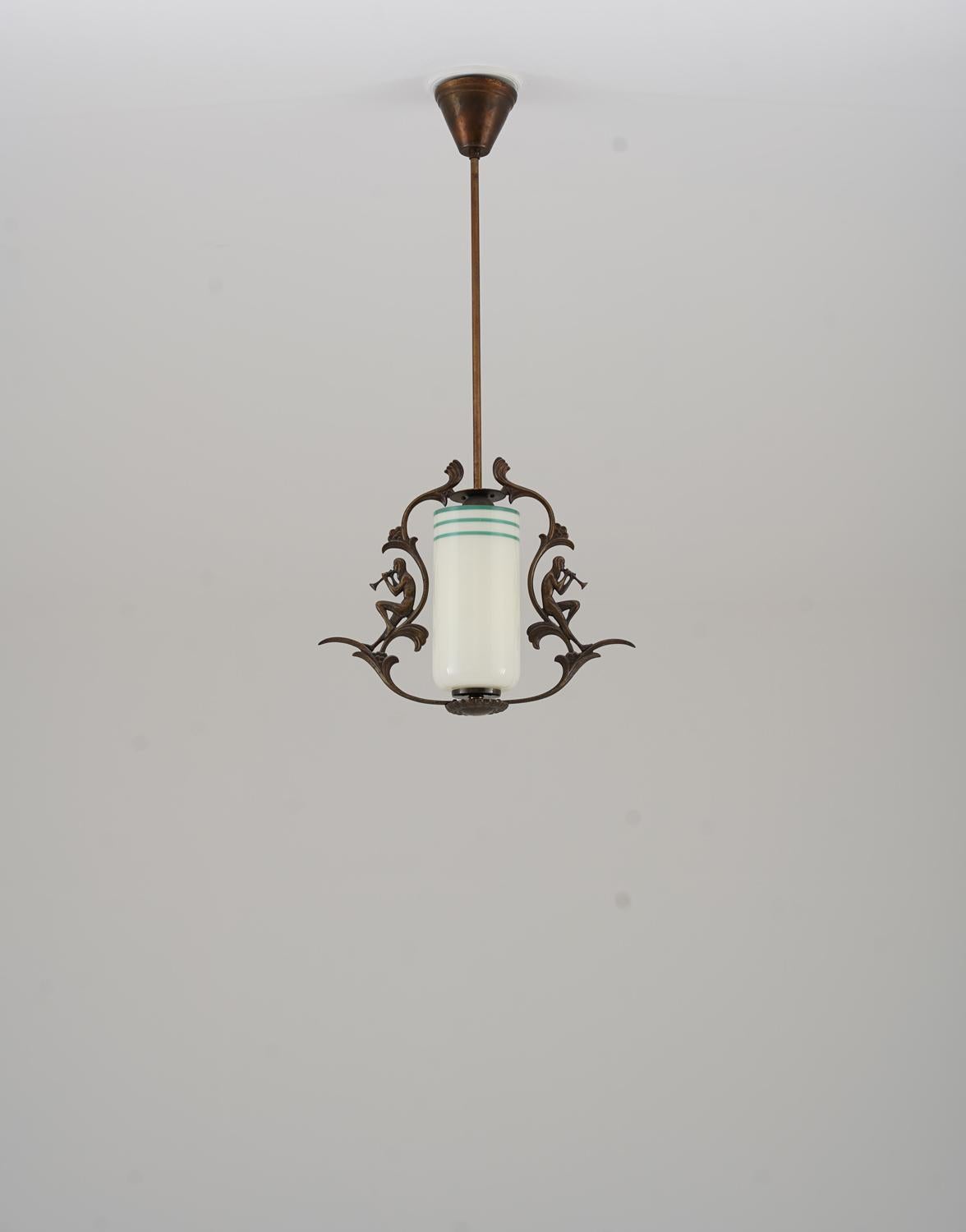 Swedish Grace Pendant in Brass and Glass For Sale 2