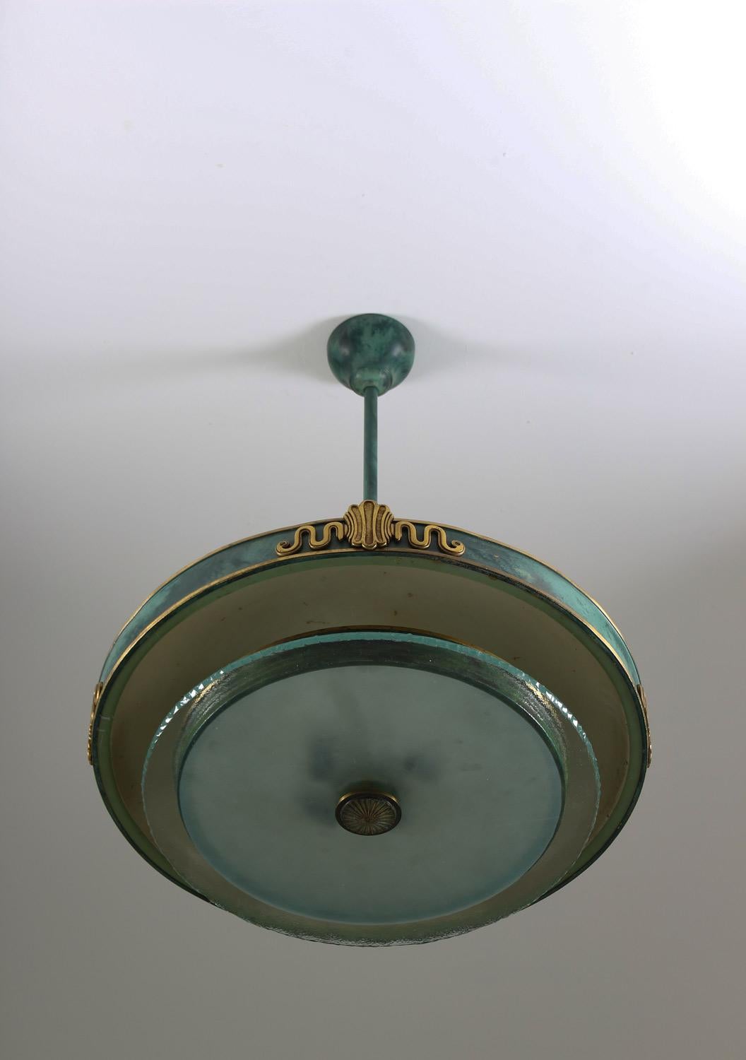Swedish Grace Pendant in Glass and Patinated Brass In Good Condition In Karlstad, SE