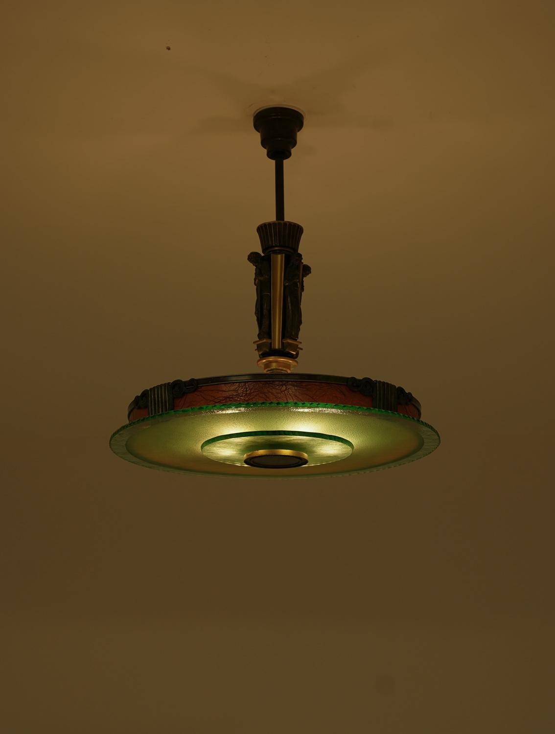 Swedish Grace Pendant in Glass and Patinated Brass For Sale 2