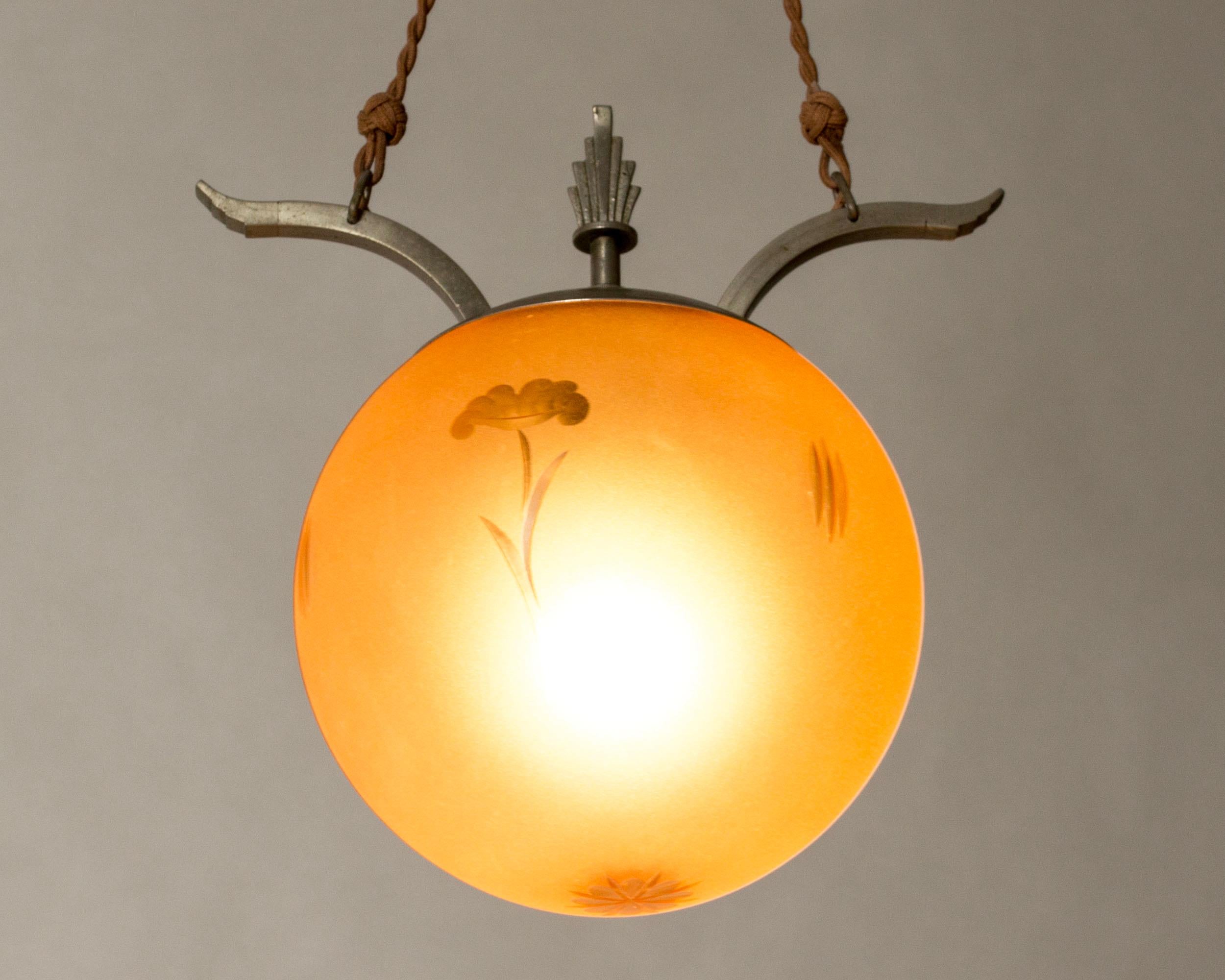 Scandinavo moderno Swedish Grace Pendant light, Chr Berg & Co, Sweden, 1920s in vendita