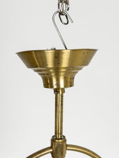 Swedish grace Pendant Light with Deer Motif, Brass and Frosted Glass