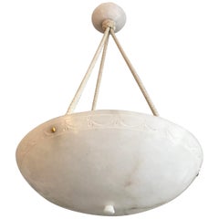 Swedish Grace Period Alabaster Pendant Light with Ivory White Cords