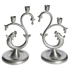 Swedish Grace Pewter Candlesticks by Knut Eriksson & Co, Svenskt Tenn, Sweden