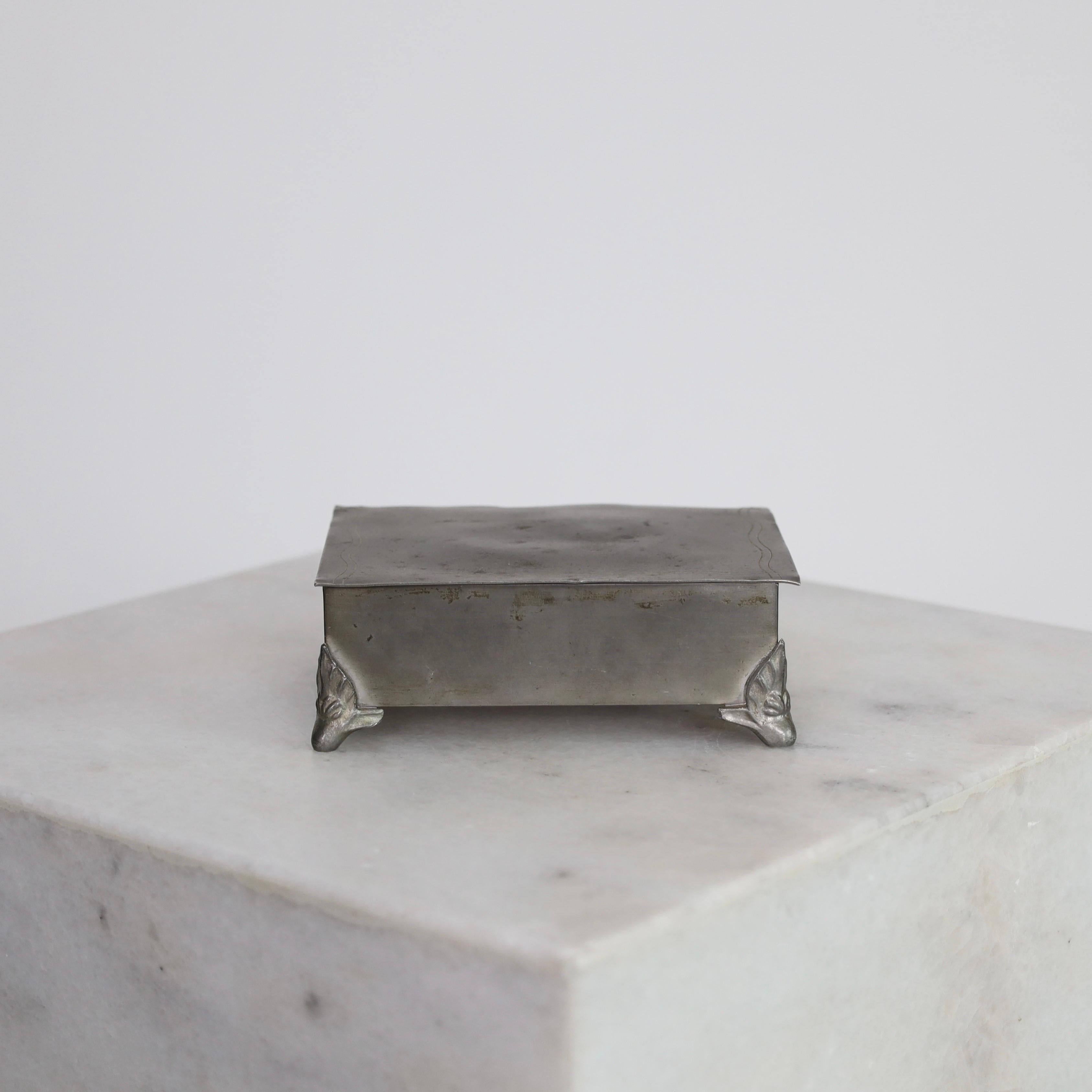 Art Deco Swedish Grace Pewter casket by Thorild Knutsson, 1940s, Sweden For Sale