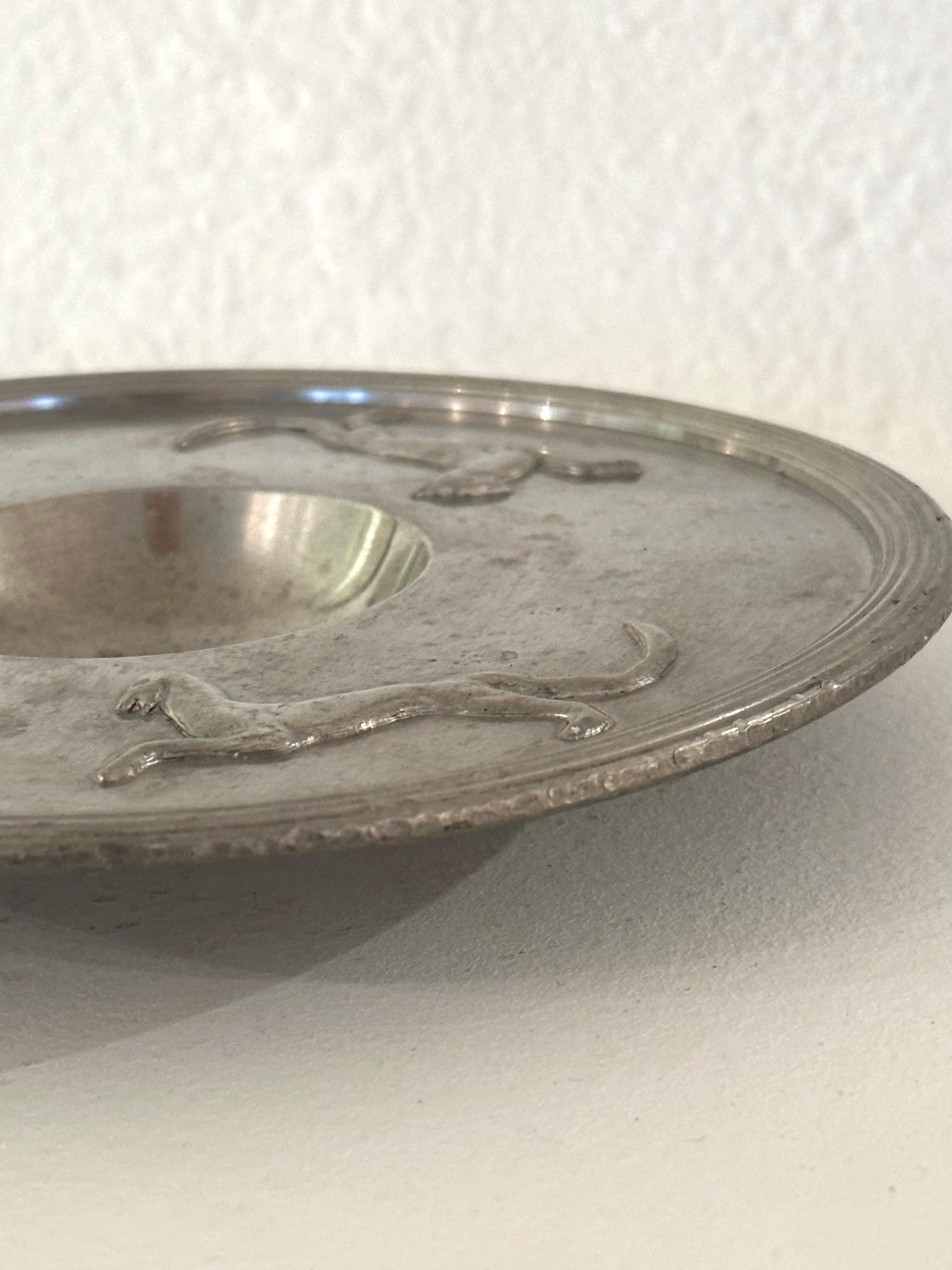 Swedish Grace Pewter Dish or Bowl on Foot with Felines by Svenskt Tenn, 1927 5