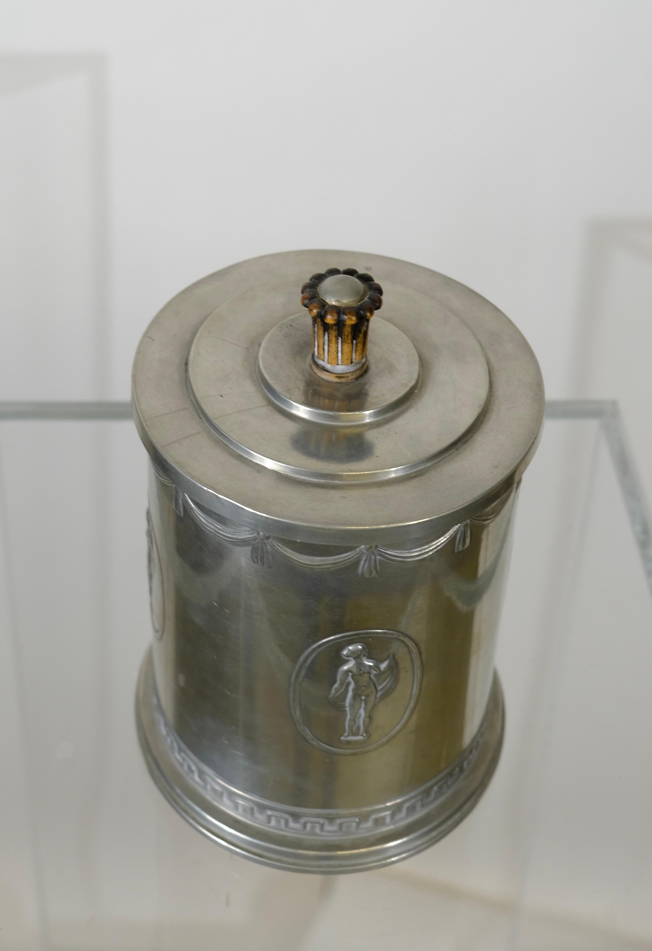 Swedish Grace Pewter jar with lid made in 1927. 2