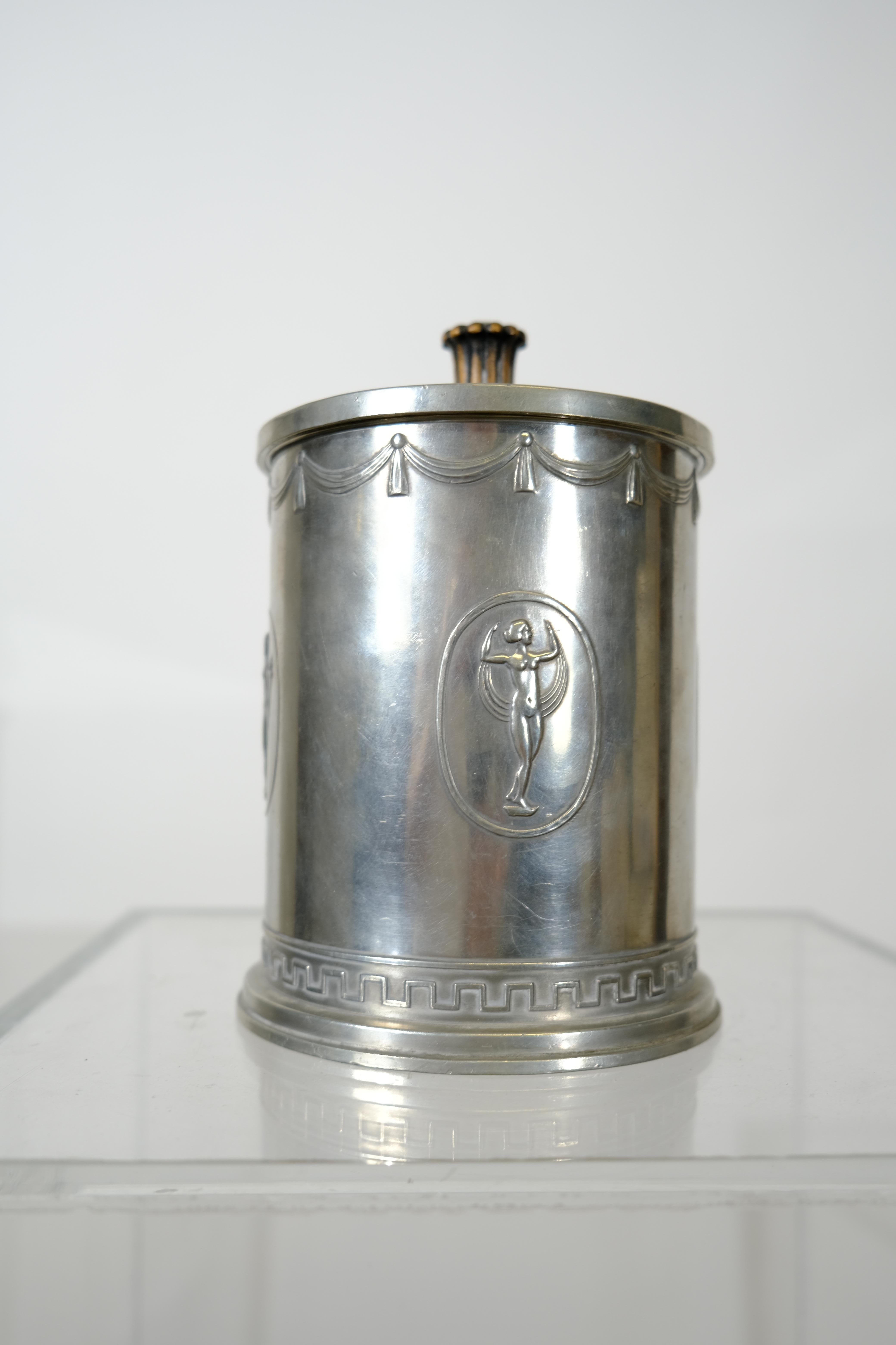 Swedish Grace Pewter jar with lid made in 1927. 4