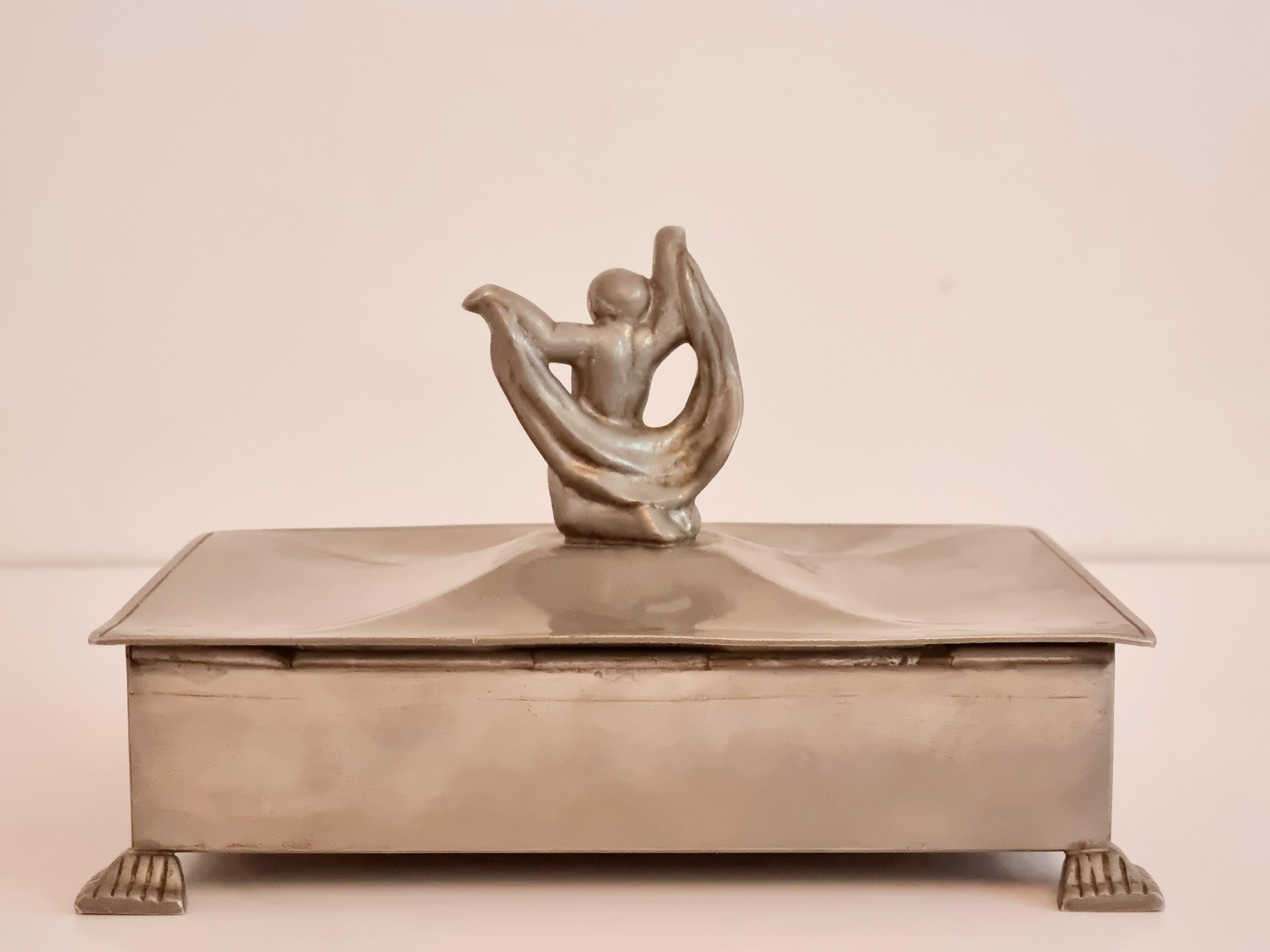 Swedish Grace, Pewter Jewelry / Decorative Box by Gab, Attr. Nils Fougstedt 8