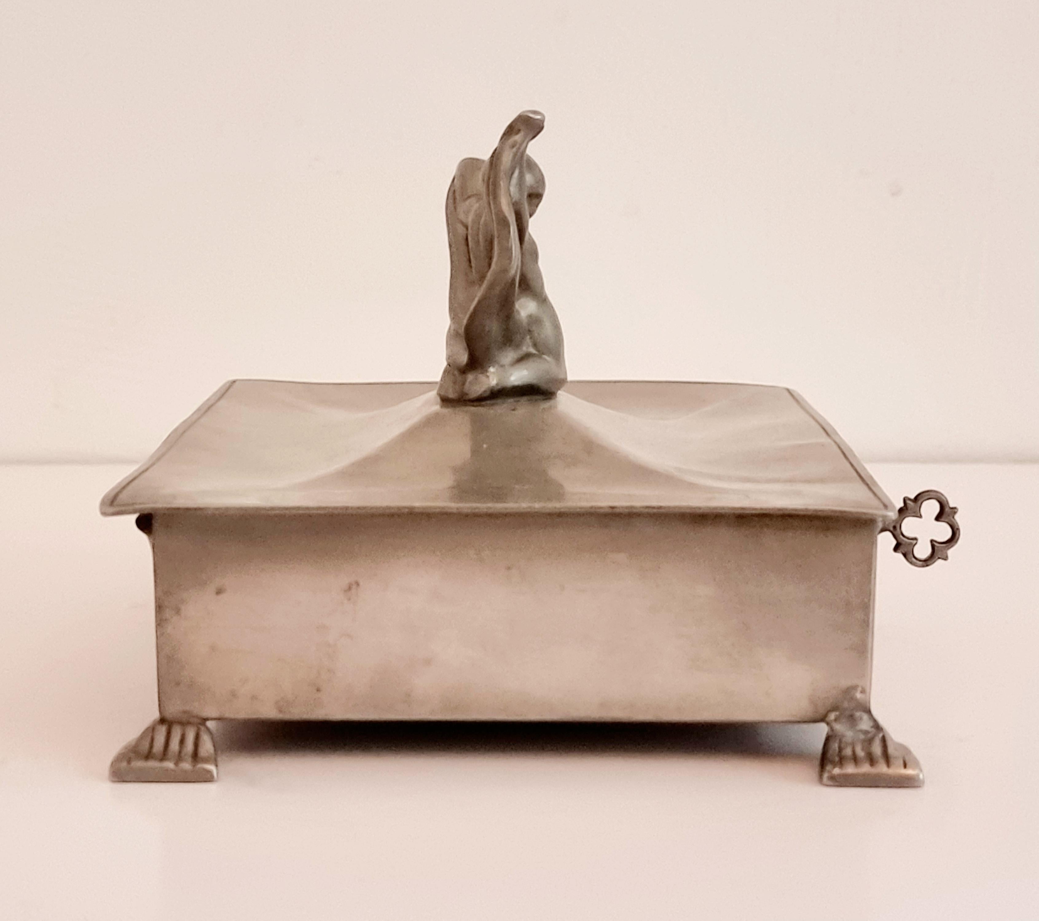 Swedish Grace, Pewter Jewelry / Decorative Box by Gab, Attr. Nils Fougstedt 9