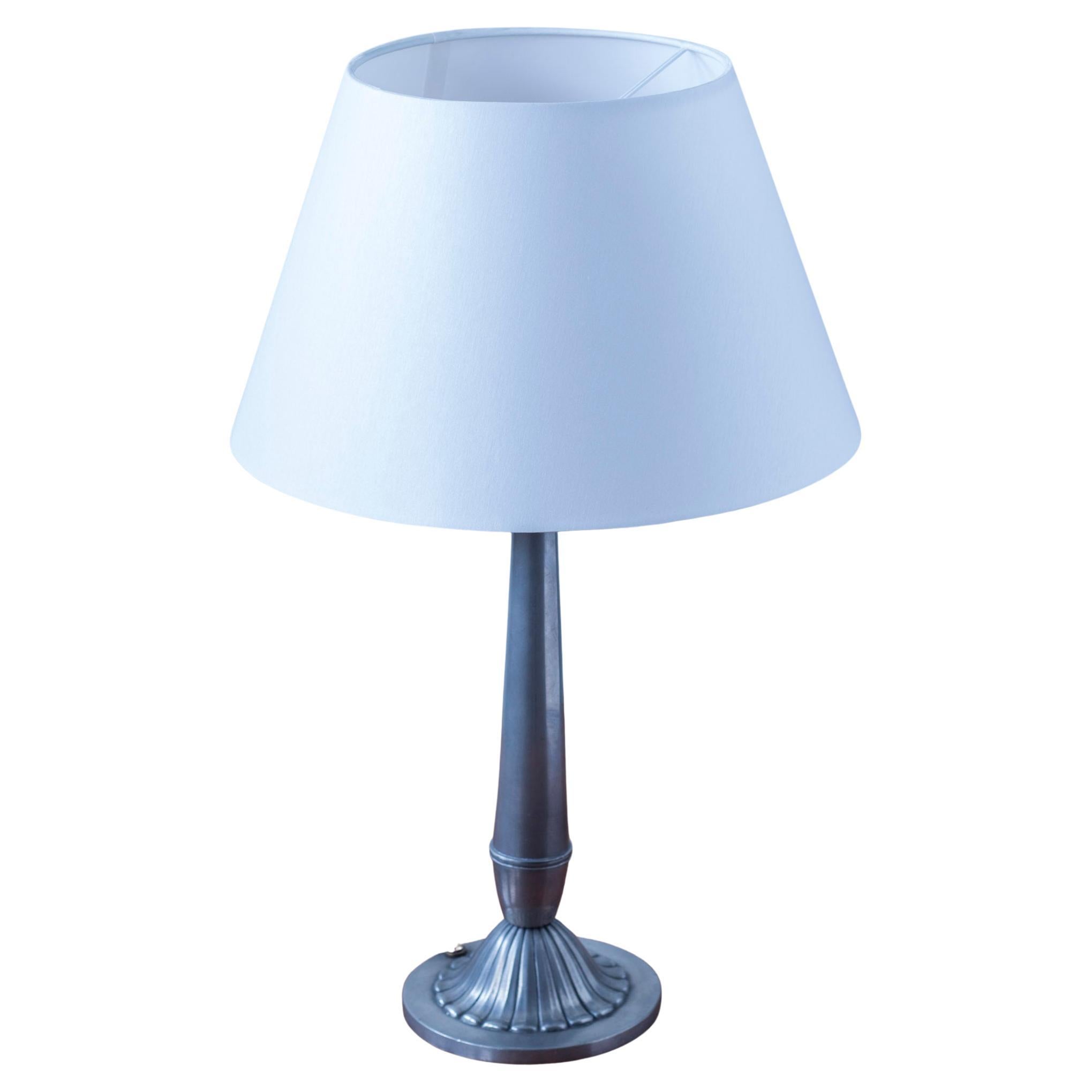 Swedish Grace pewter table lamp in the manner of Sylvia Stave, 1931 For Sale
