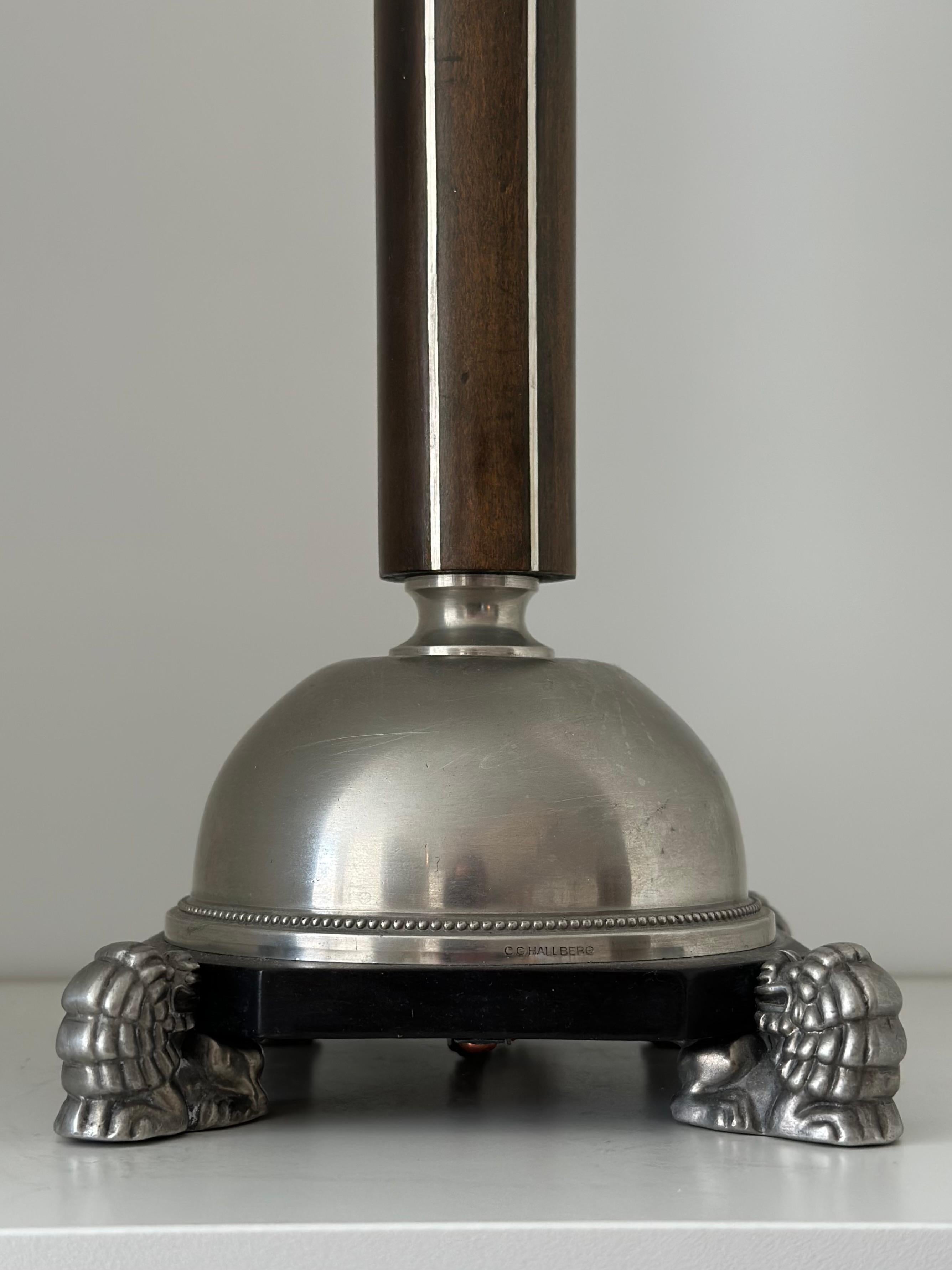 Swedish Grace Pewter Table Lamp Likely by Anna Petrus, C.G. Hallberg, 1930s 7