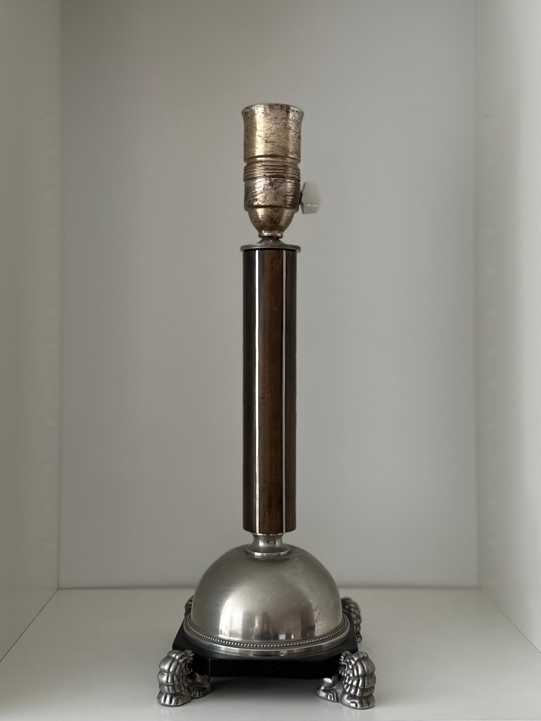 Swedish Grace Pewter Table Lamp Likely by Anna Petrus, C.G. Hallberg, 1930s 8