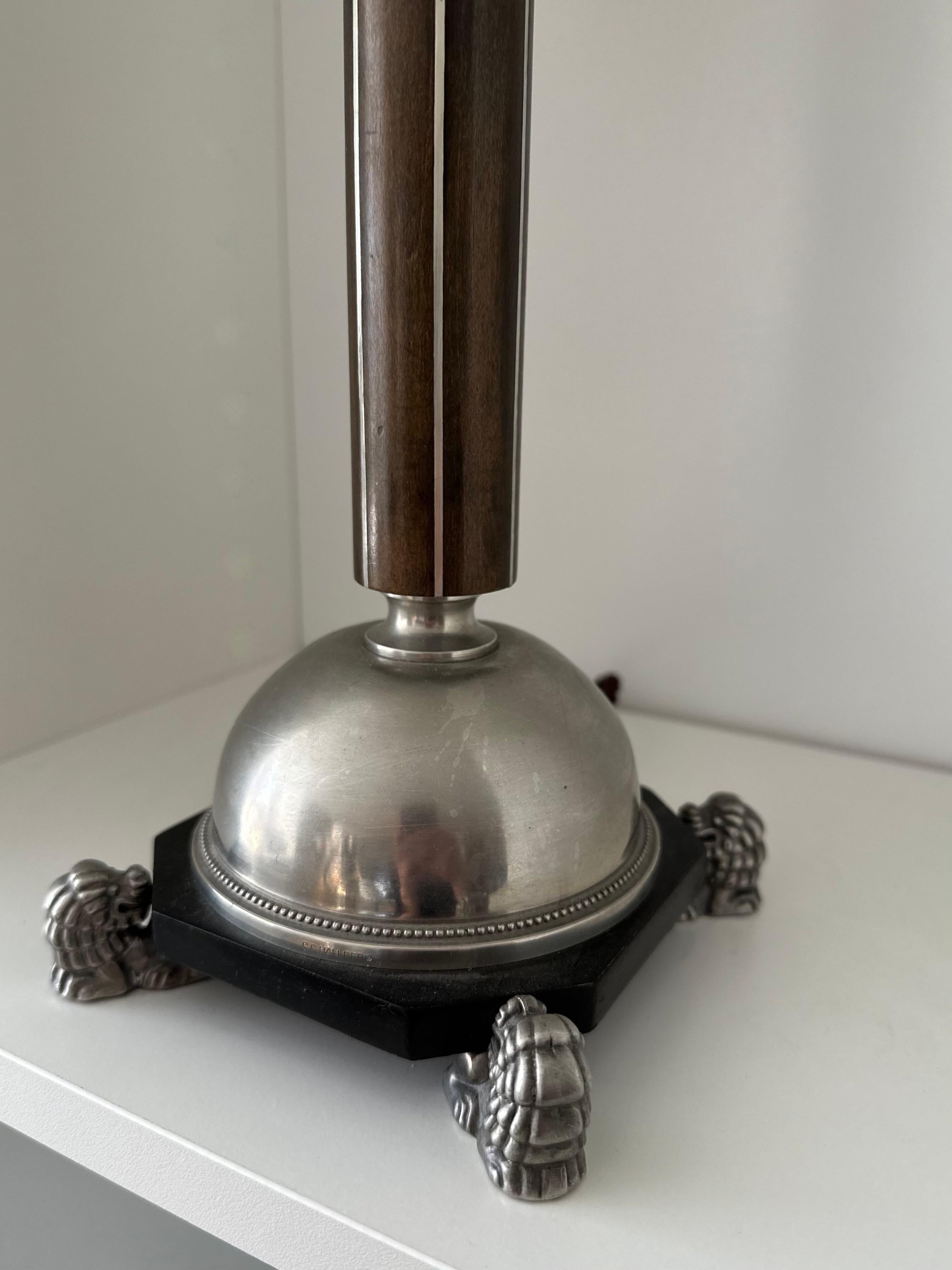Swedish Grace Pewter Table Lamp Likely by Anna Petrus, C.G. Hallberg, 1930s 1