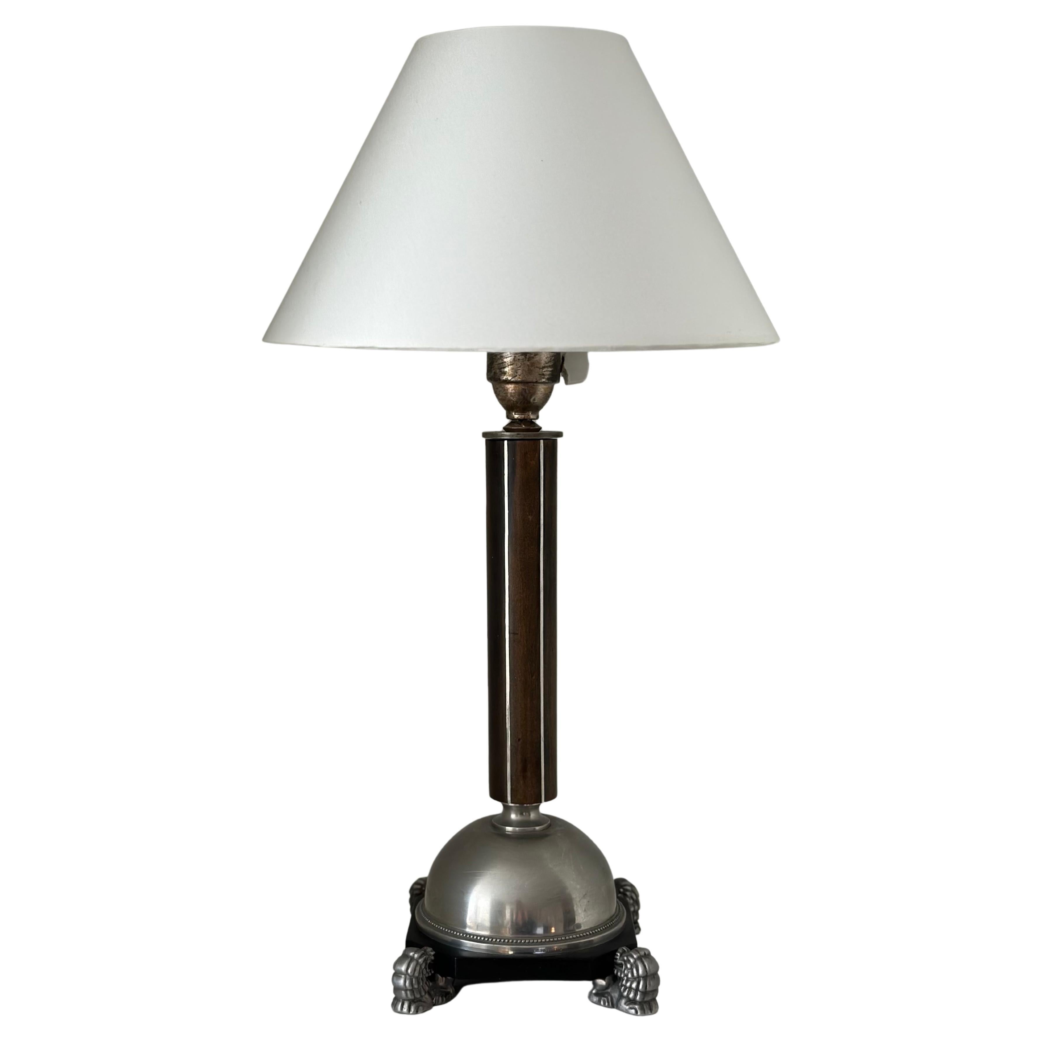 Swedish Grace Pewter Table Lamp Likely by Anna Petrus, C.G. Hallberg, 1930s