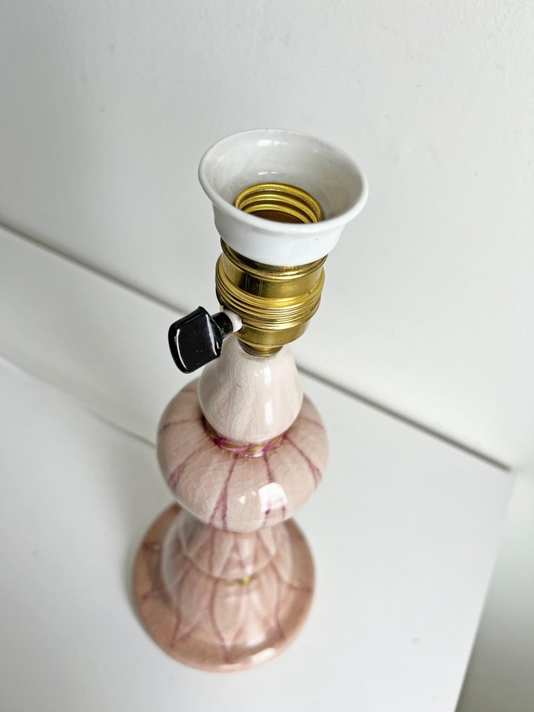 Early 20th Century Swedish Grace Pink Ceramic Table Lamp by Louise Adelborg for Rörstrand, Ca1920s For Sale