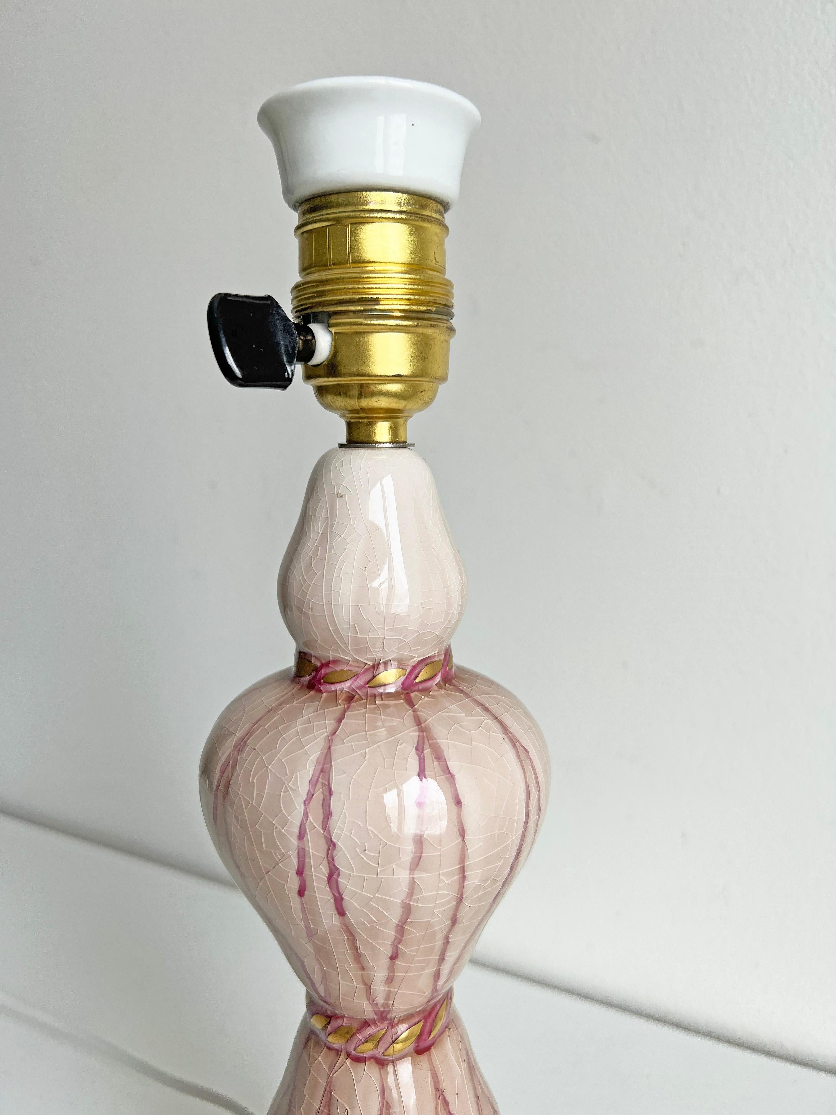 Swedish Grace Pink Ceramic Table Lamp by Louise Adelborg for Rörstrand, Ca1920s In Fair Condition For Sale In Örebro, SE