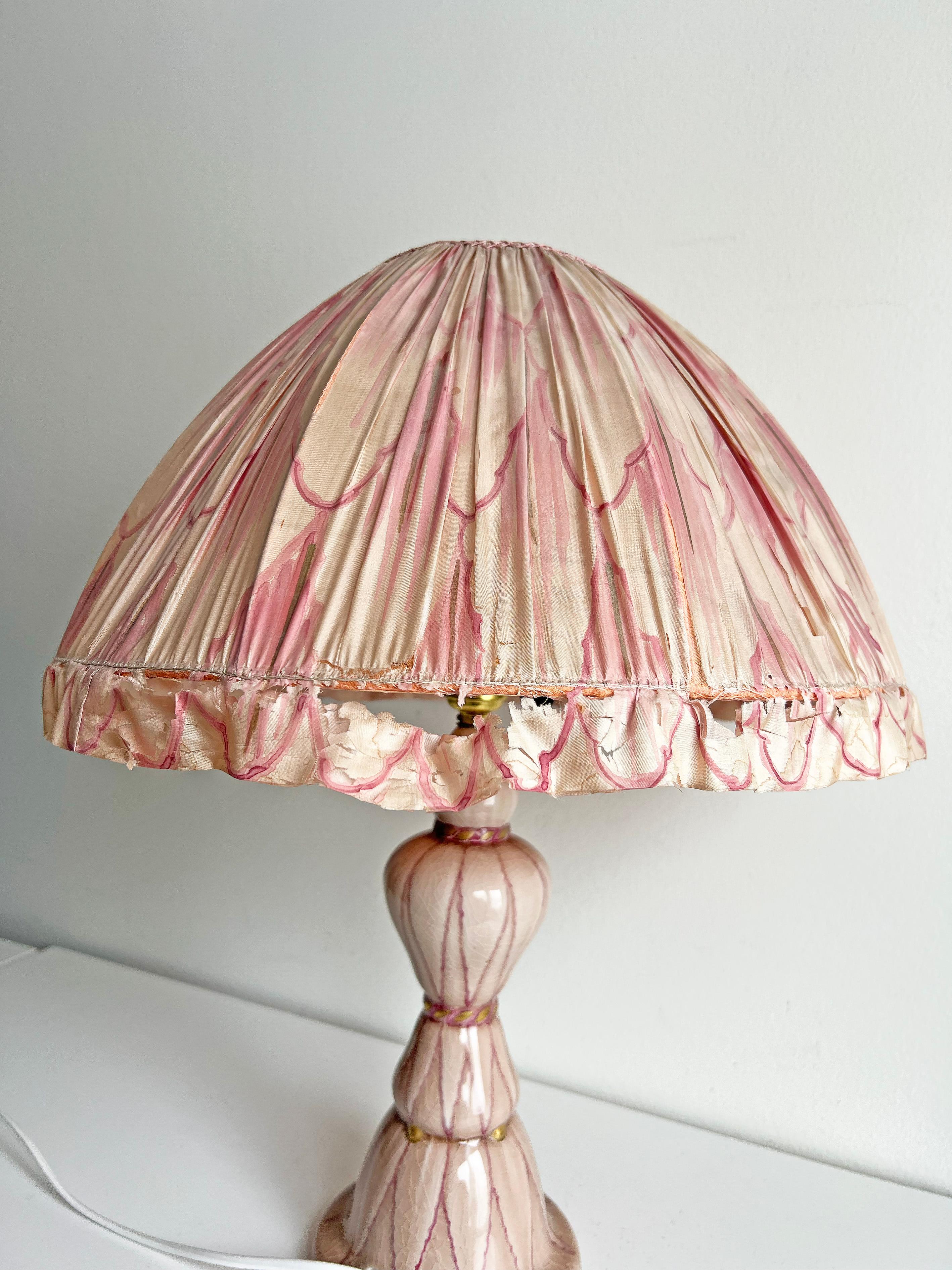 Swedish Grace Pink Ceramic Table Lamp by Louise Adelborg for Rörstrand, Ca1920s For Sale 2