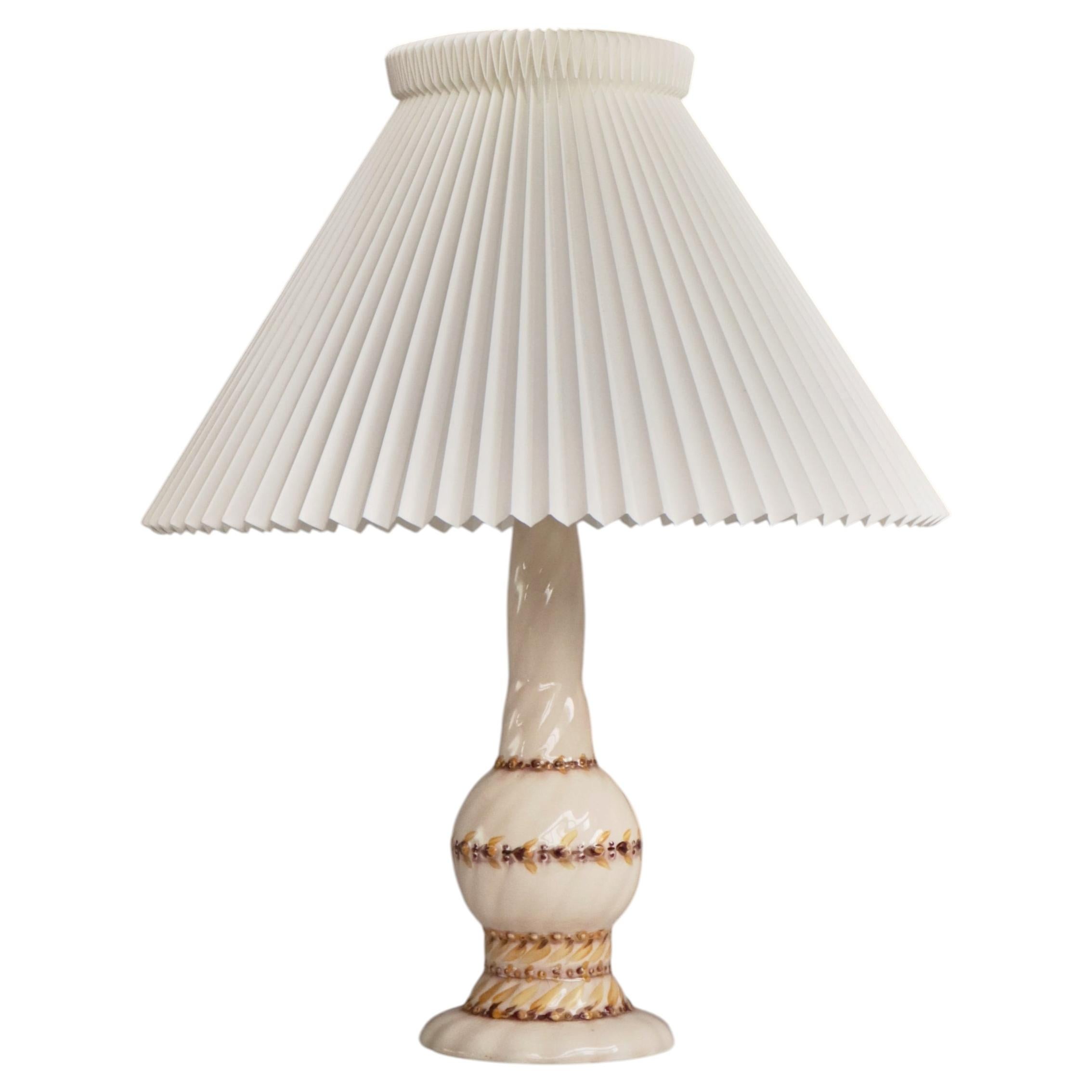 Swedish Grace Porcelain Table Lamp Hand Painted by Louise Adelborg, 1926