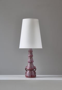 Swedish Grace Porcelain Table Lamp Pink / Purple Glazing, Louise Adelborg, 1920s