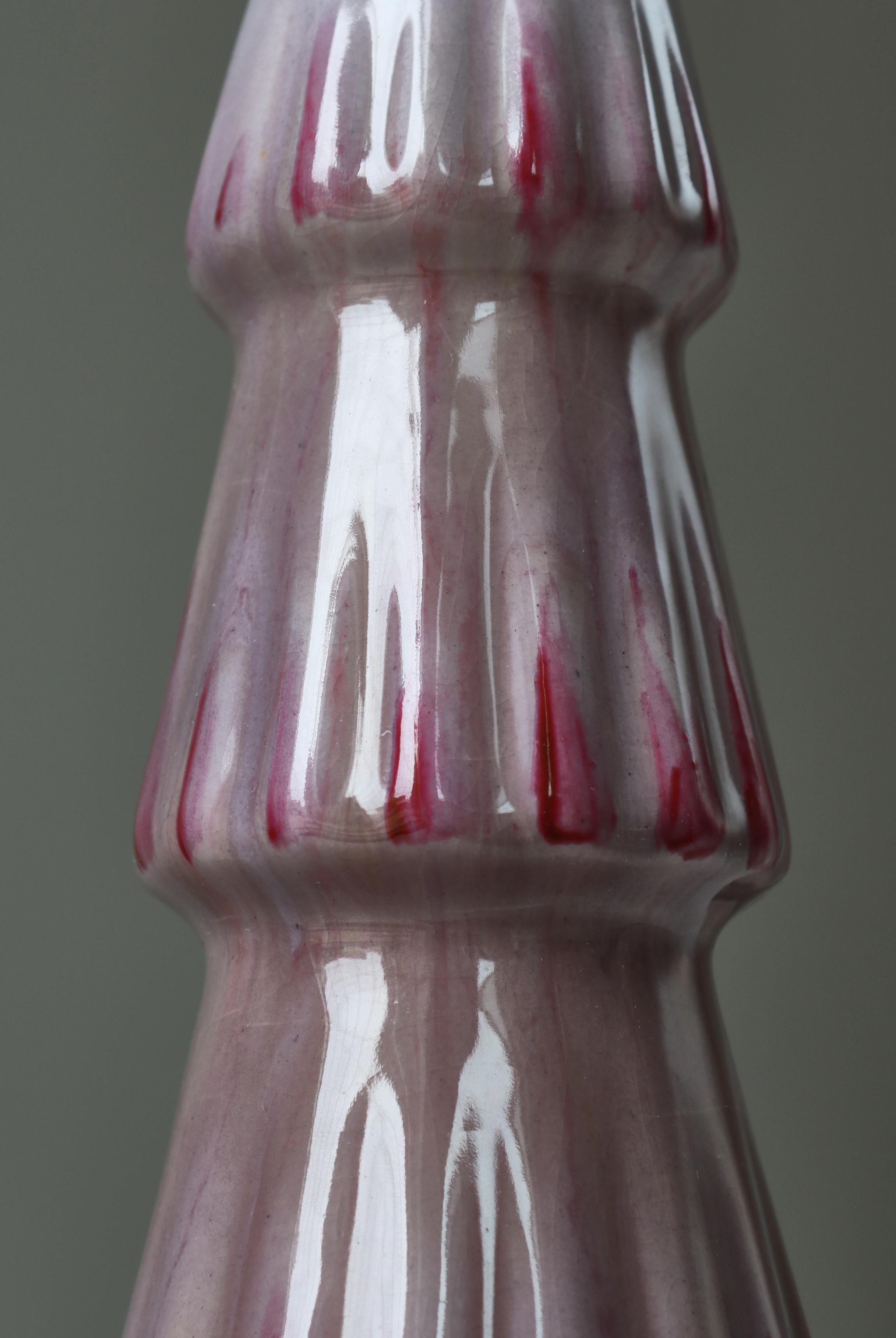 Swedish Grace Porcelain Table Lamp Pink / Purple Glazing, Louise Adelborg, 1920s For Sale 2