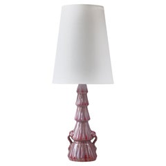 Swedish Grace Porcelain Table Lamp Pink / Purple Glazing, Louise Adelborg, 1920s
