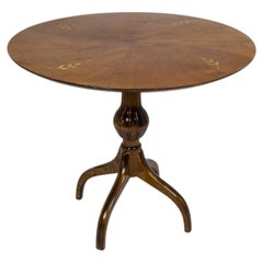 Swedish Grace Round Center Table with Floral Marquetry, Sweden, 1930s