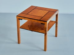 Swedish Grace Side Table in Elm and Birch Wood, Sweden, 1930s