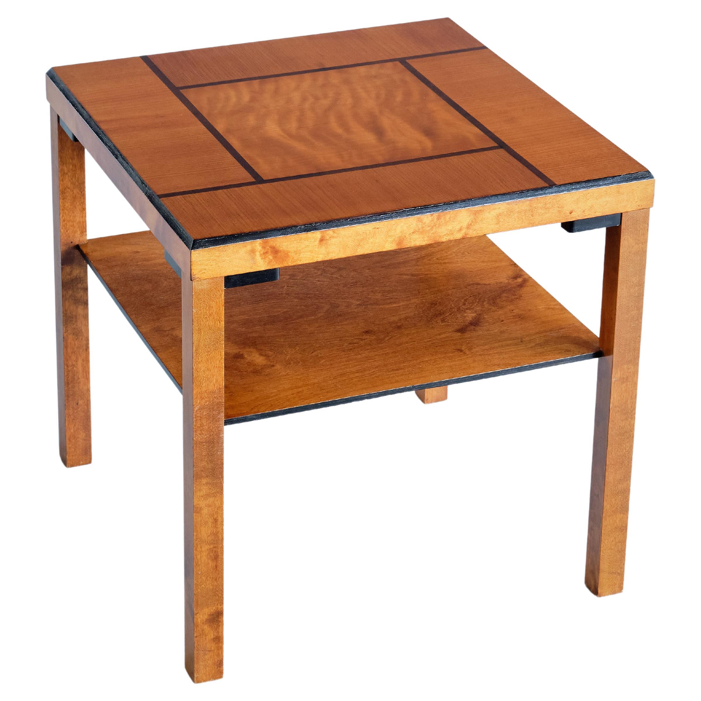 Swedish Grace Side Table in Elm and Birch Wood, Sweden, 1930s For Sale