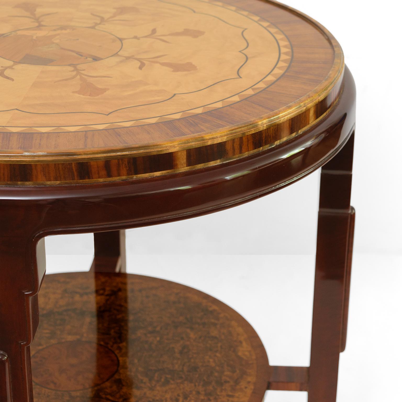 20th Century Swedish Grace side table lavishly decorated in a variety of marquetry 1920's For Sale