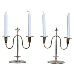 Candelabri svedesi Grace placcati in argento di Elis Bergh per C.G. Hallberg, anni '20