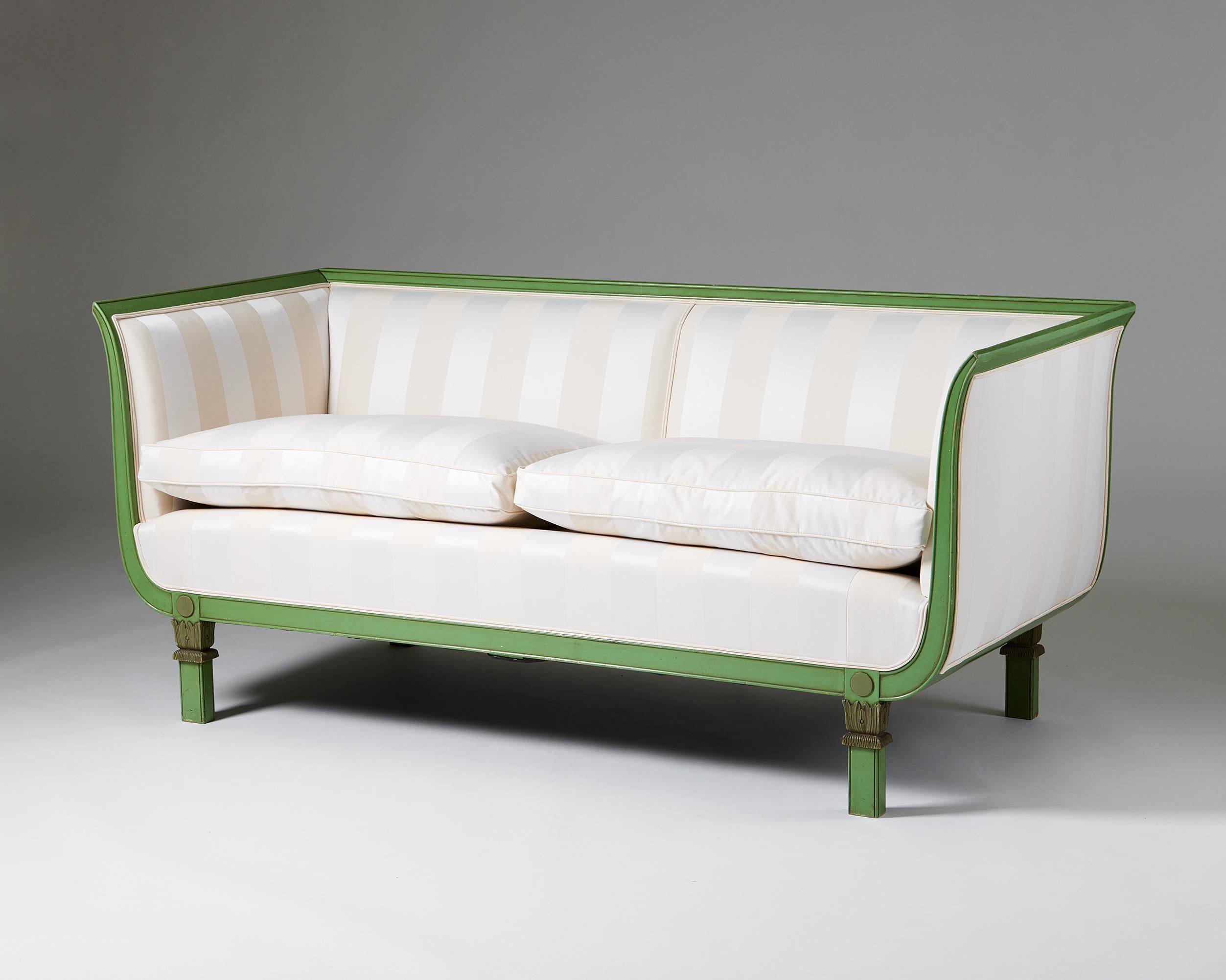 This generous two-seater sofa from the 1930s is a typical example of the Swedish Grace style, one of the twentieth century’s briefest yet most remarkable design periods. The shape resembles a simplified version of the nineteenth-century Swedish
