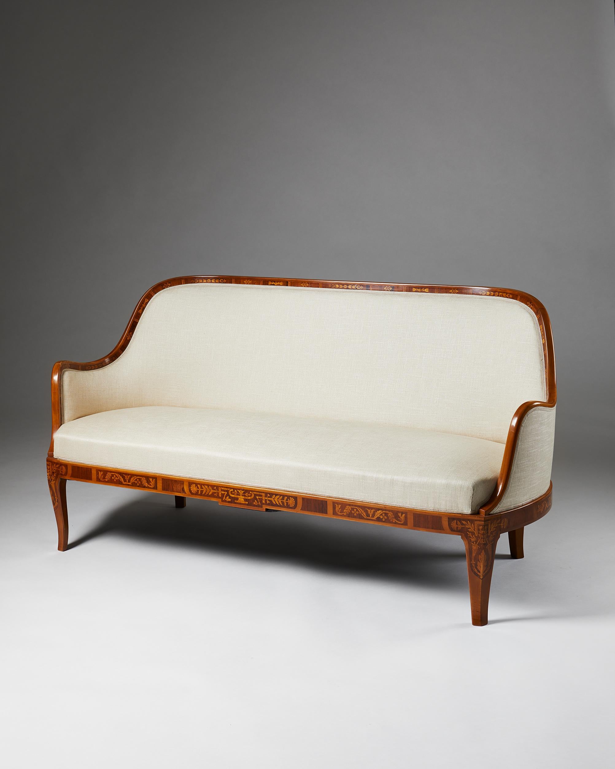 Schwedisches Grace-Sofa, entworfen von Carl Malmsten, Mahagonirahmen, Schweden, 1929 (Moderne der Mitte des Jahrhunderts) im Angebot