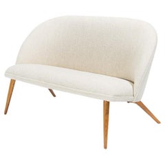 Swedish Grace Sofa Love Seat in Cream Boucle, Mid Century Design 1940's