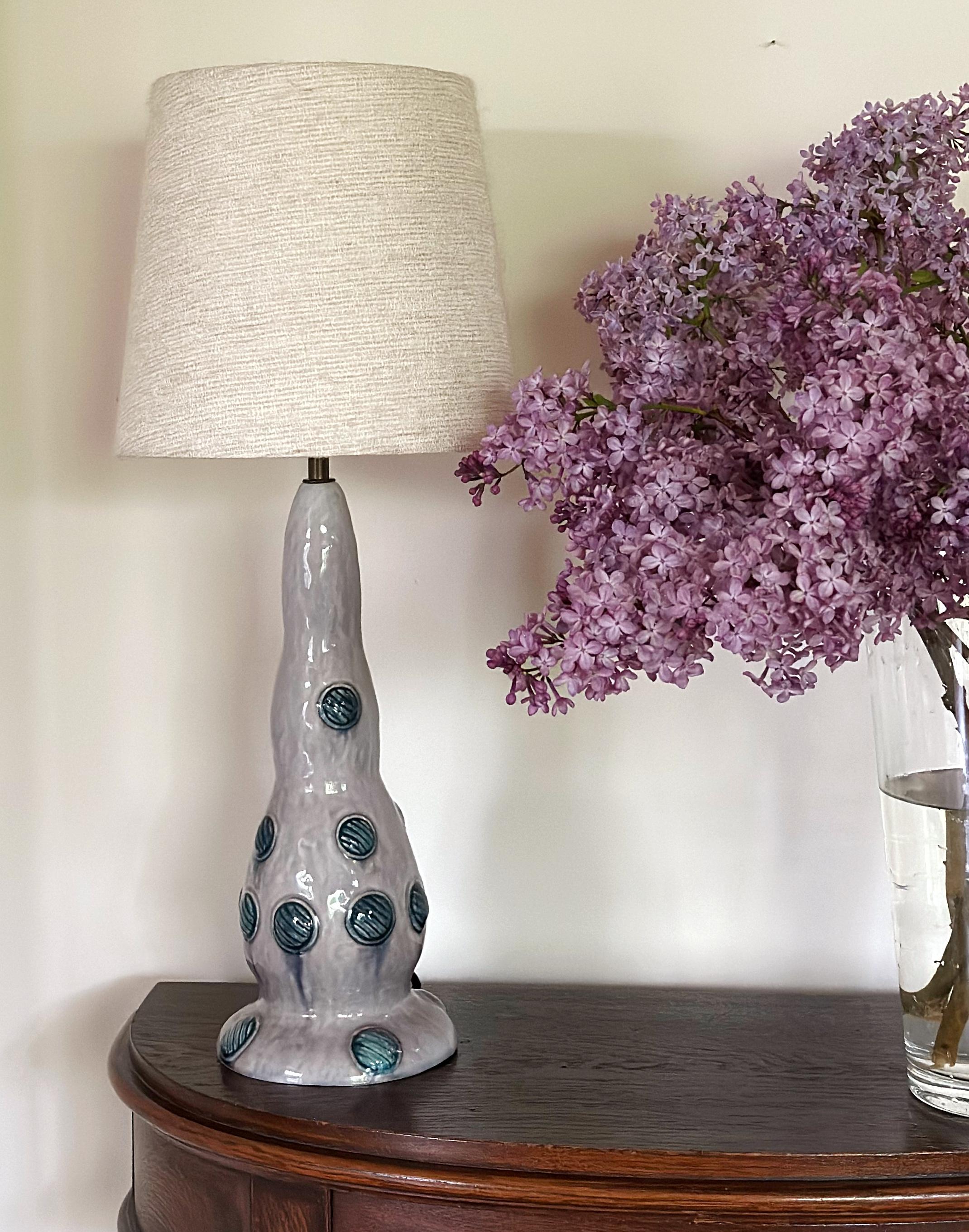 Art Nouveau Swedish Grace Stoneware Table Lamp by Louise Adelborg for Rörstrand. 1920s. For Sale