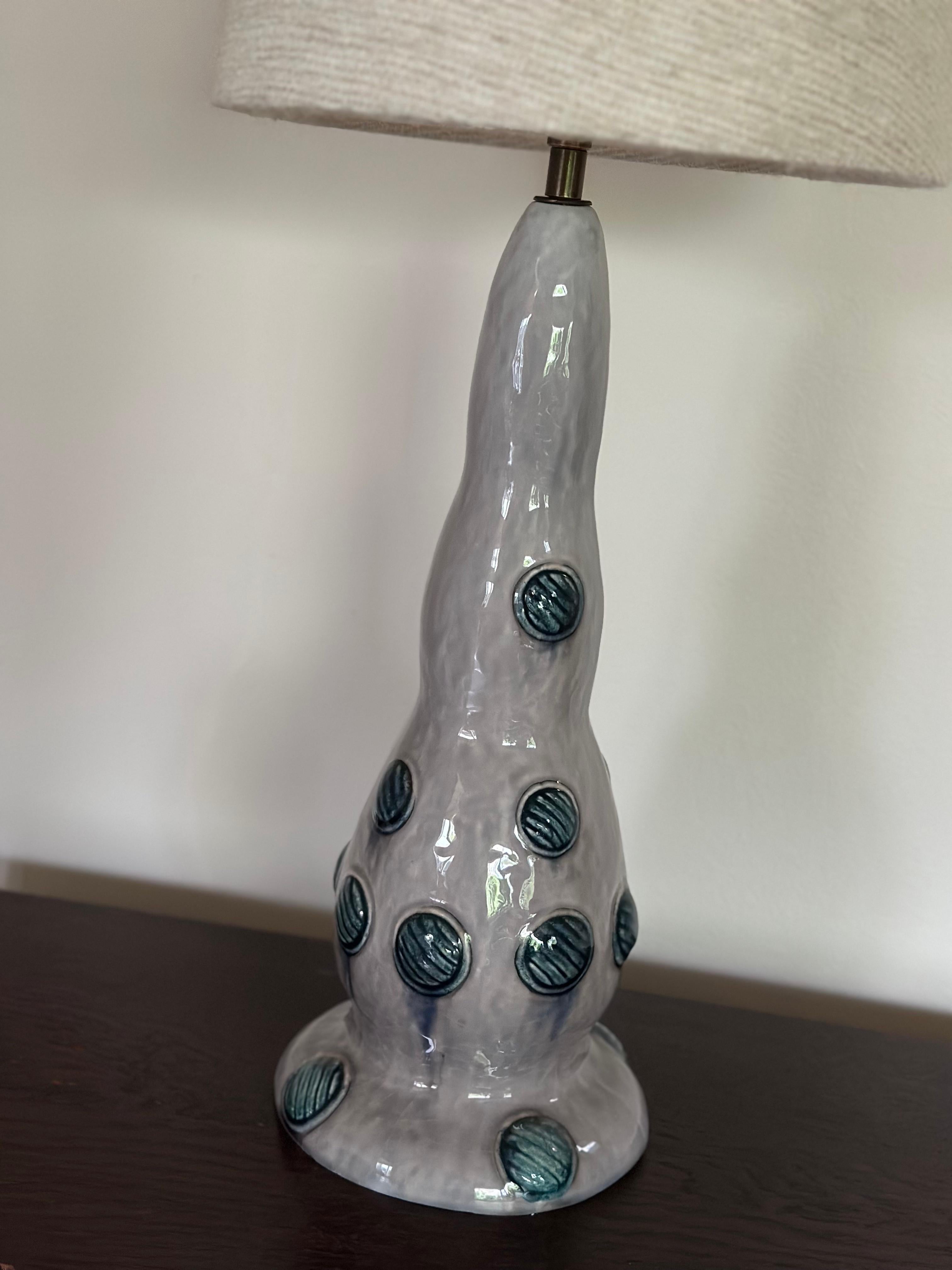 Swedish Grace Stoneware Table Lamp by Louise Adelborg for Rörstrand. 1920s. In Good Condition For Sale In Bromma, SE